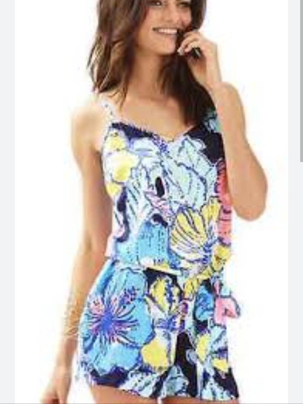Lilly Pulitzer Pink and Blue Deana Romper - Picture 7 of 7